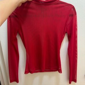 Bloomingdale’s Red Long Sleeve Sheer Top